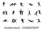 ultimate frisbee player silhouette on white background