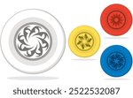 ultimate frisbee, set of four discs in different colours isolated on a white background