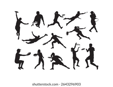 Ultimate Frisbee pacote de vetores, Ultimate Frisbee clipart, Ultimate Frisbee silhueta.	
