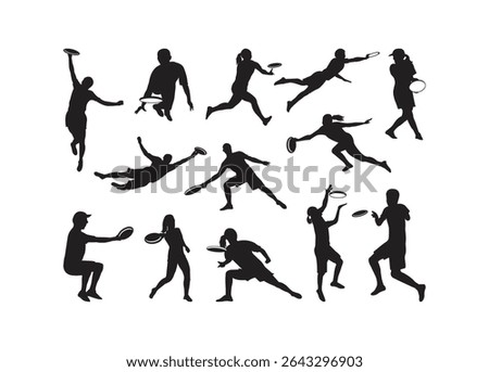 Ultimate Frisbee vector bundle, Ultimate Frisbee clipart, Ultimate Frisbee silhouette.	
