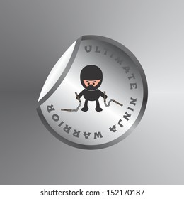 ultimate funny little black ninja warrior sticker label