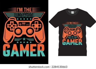 
Ich bin der ultimative Gamer. Vector joysticks Gaming-Controller Slogan Texte Typografie Vektorgrafiken Videospiel T-Shirt Designs. Gamepad Illustration Bekleidung trendig zitiert grafische Konsole T-Shirts Design.
