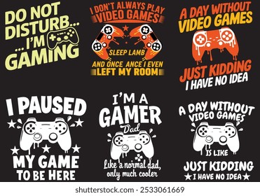 Ultimate Gaming T-Shirt Design Bundle - Perfect Gamer Tees Collection for Esports, Console, and PC Players (Pacote de design de camisetas de jogos definitivo - coleção perfeita de árvores de jogos para esportes, console e jogadores de PC).