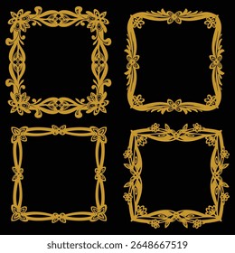 Ultimate Gold Floral Bordas Decorativo Drawn Coleção Definitivo Premium Design