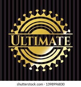 Ultimate golden badge or emblem. Vector Illustration. Detailed.