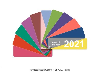 Ultimate Gray And Illuminating Colors, Change Color Of The Year To 2021, Fanned Colour Palette Sample Swatch Book Guide, Paper, Plastic Fan Coloring Bridge Wheel, Stock Vector Illustration Clipart