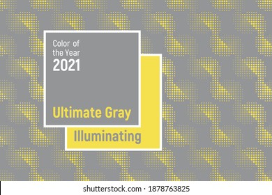 Ultimate Gray And Illuminating - Colors Of The Year 2021. Pantone 17-5104 And 13-0647. Trendy Vector Background With Square Frame. Abstract Seamless Pattern. 