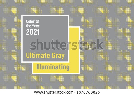 Ultimate Gray and Illuminating - colors of the year 2021. Pantone 17-5104 and 13-0647. Trendy vector background with square frame. Abstract seamless pattern. 
