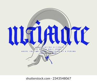 Ultimate grip. Hand holding ultimate disc vintage typography silkscreen t-shirt print vector illustration.