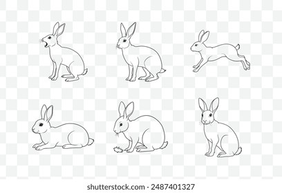 Ultimate Hare Line Art Vector Set: Premium High-Quality Illustrations