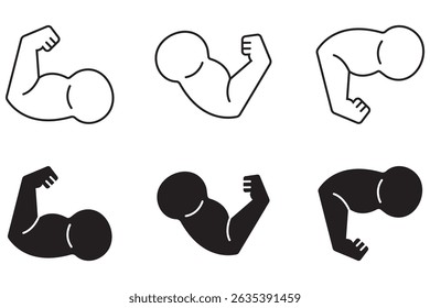 The Ultimate Icon Pack for Best Muscular Bodies (O melhor pacote de ícones para os melhores corpos musculares) Ícone de Músculos Fortes . eps 10