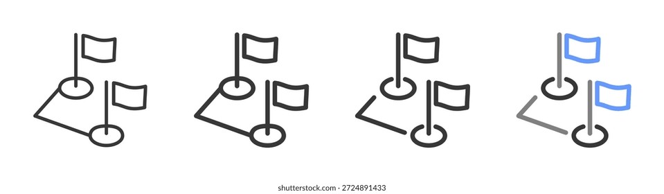 Estilos de hitos definitivos con Variantes Línea de iconos Ilustración vectorial