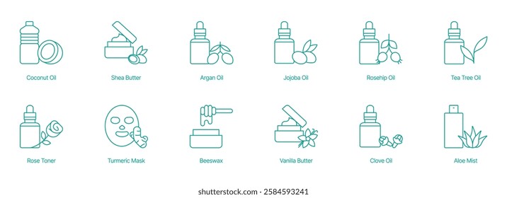 Ultimate Natural Skincare and Beauty Collection Vector Icon Set