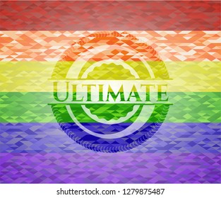Ultimate on mosaic background with the colors of the LGBT flag