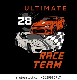 Ultimate race team t-shirt graphic design vector illustration 