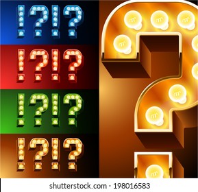 Ultimate realistic lamp board alphabet. Condensed style. Left and right options. Multicolored. Symbols 4