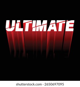 ULTIMATE em texto 3D vermelho e branco em preto