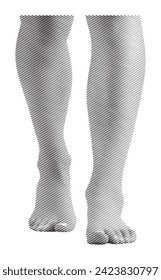 Ultimate relaxation experience at the Leg Spa, Stepping in, inviting a welcome, a young lady's bare legs inviting you to come in, white background.