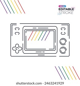Ultimate retro gaming experience with our high-quality editable stroke vintage-inspired gaming handsets, perfect for nostalgic gamers seeking a classic arcade feel.