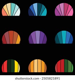 Ultimate Retro Vintage Sunset Shape Background Bundle, 
Vintage sunset collection in 70s 80s style, Regular and distressed retro sunset set bundle,
Vintage Backgrounds for Every Design,