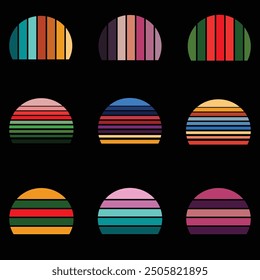 Ultimate Retro Vintage Sunset Shape Background Bundle, 
Vintage sunset collection in 70s 80s style, Regular and distressed retro sunset set bundle,
Vintage Backgrounds for Every Design,