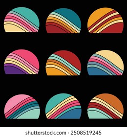 Ultimate Retro Vintage Sunset Forma Fundo Pacote, 
Coleção de pôr do sol vintage no estilo dos anos 70 e 80, 
Regular e angustiado retro pôr do sol conjunto bundle, Vintage Backgrounds para cada projeto,