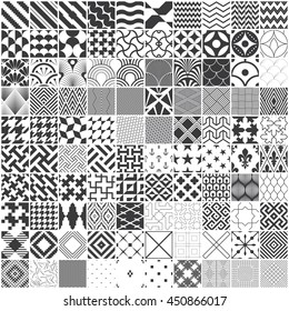 Ultimate set of 100 various seamless tileable endless geometrical vector patterns