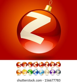 Ultimate set of alphabet font symbols on Christmas balls. Letter z