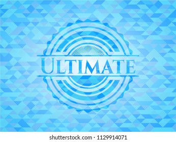 Ultimate sky blue emblem with mosaic background