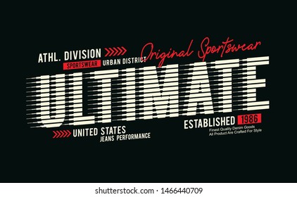 Ultimate Sport For Modern Tee Shirt Graphics In Denim Style. Vector Illustrations