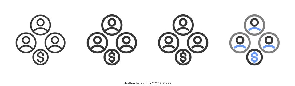 Estilos de las partes interesadas con Variantes Línea de Ilustración vectorial de conjunto de iconos