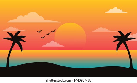 Summer Beach Night Wind Surfing Illustration Stock Vector (Royalty Free ...