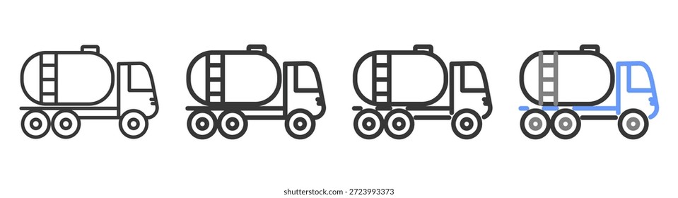 El tanque Ultimate Estilos con Variantes Línea de conjunto de iconos Ilustración vectorial