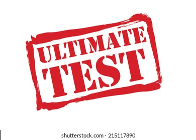 ULTIMATE TEST red rubber stamp vector over a white background.