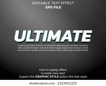 ultimate text effect, font editable, typography, 3d text. vector template