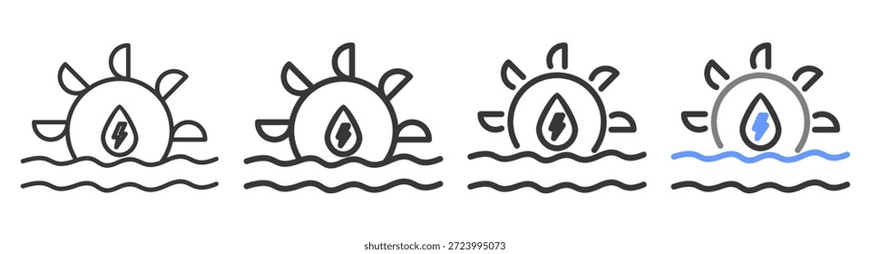 The Ultimate water Styles with Variations Line of icon set vector illustration
