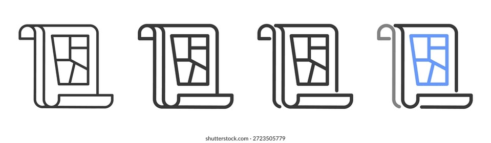 Os Estilos de zoneamento Definitivo com Variações Linha de ícone definir ilustração de vetor 