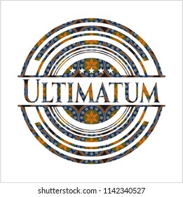 Ultimatum arabic badge background. Arabesque decoration.