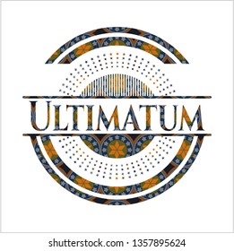 Ultimatum arabic style emblem. Arabesque decoration.