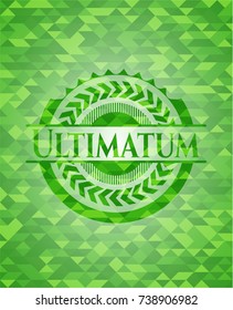 Ultimatum green emblem with mosaic background