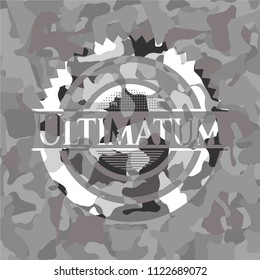 Ultimatum grey camouflaged emblem