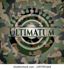 Ultimatum on camo texture. Vector Illustration. Detailed.