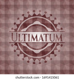 Ultimatum red seamless geometric badge.