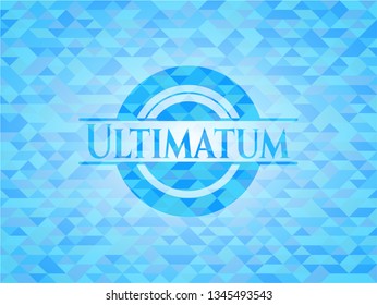 Ultimatum sky blue emblem with triangle mosaic background