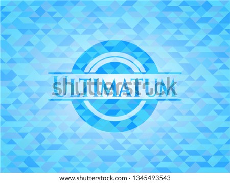 Ultimatum sky blue emblem with triangle mosaic background