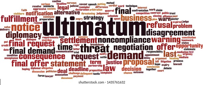 Ultimatum word cloud concept. Collage made of words about ultimatum. Vector illustration