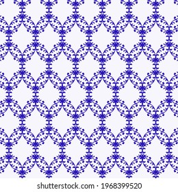 Ultra blue hand drawn Damask style pattern with leaves, stems, flowers and swirls. Can be used for home decor such as wallpapers, tablecloths, bedclothes and for printed products as wrapping paper.