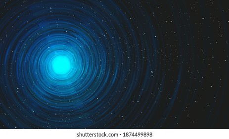 Ultra Blue Light Spiral Black Hole on Galaxy Background.planet and physics concept design,vector illustration.