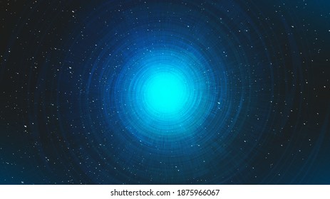 Ultra Blue Nebula with Spiral Black Hole on Galaxy Background.planet and physics concept design,vector illustration.