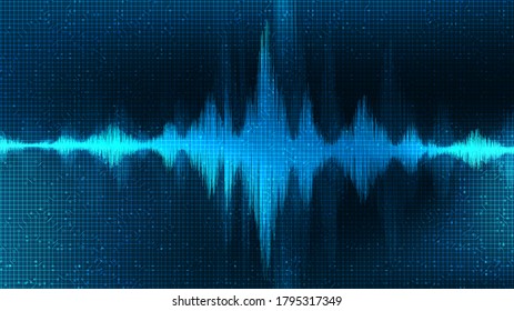 Ultra Blue Sound Wave Background,technology and earthquake wave diagram concept,design for music studio and science,Vector Illustration.